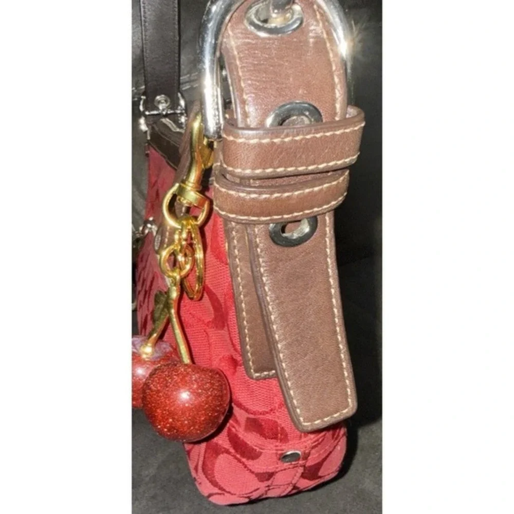 Coach Red And Brown Hobo vintage Y2K Signature C‎ Jacquard